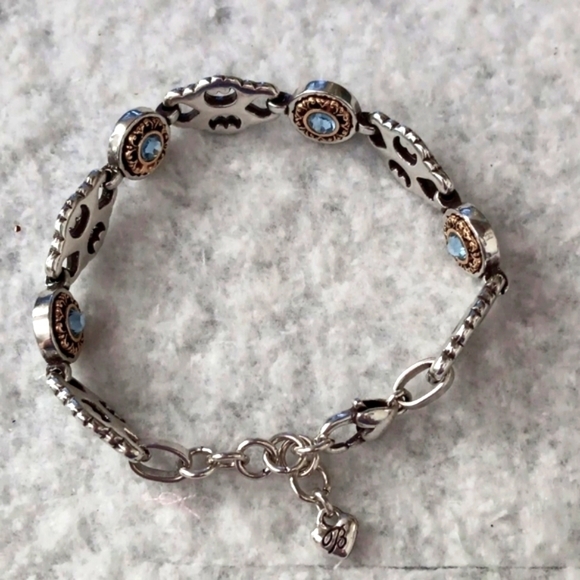 Brighton Gossamer Blue Crystal Gold Silver Plate Bracelet - Picture 2 of 6